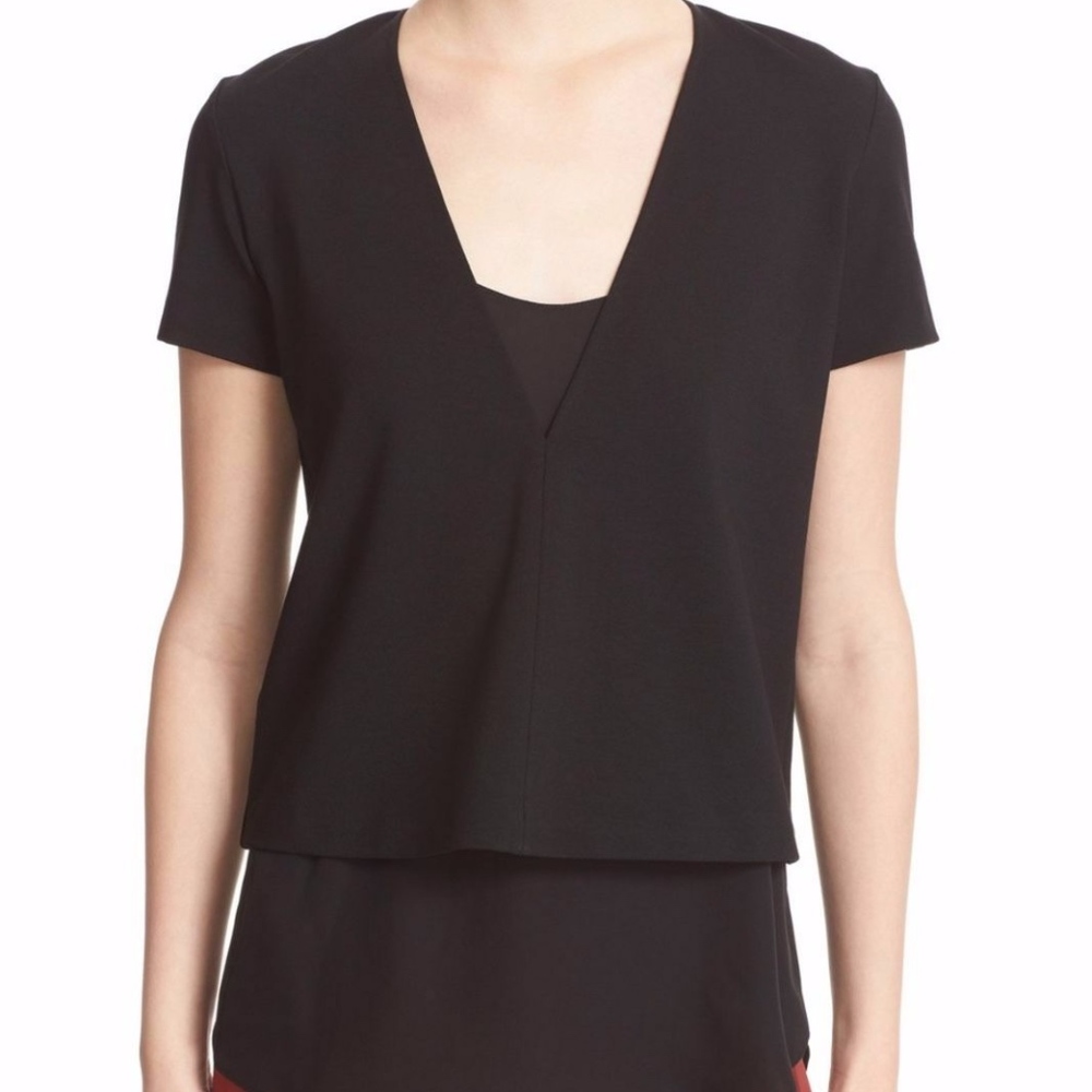 NWT $295 Theory Zadeia V-Neck Tee & Camisole Set in Black in XS!